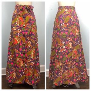 Psychedelic Vintage Purple Pink Maxi Skirt